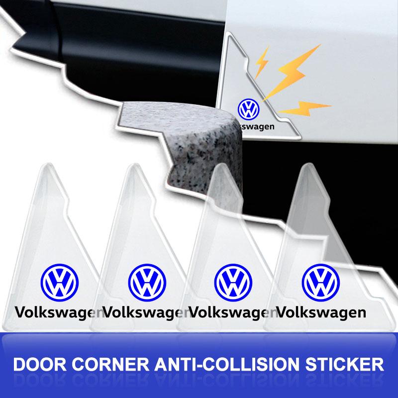 efg1 2pcs Silicone Car Door Corner Protector Anti-Collision Scratch Emblem for VW Golf Amarok T5 Phaeton ID3 Tiguan T-Cross GTI