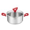 Edition Red Stainless Steel Induction Stewpot (18cm, 2.0L) Dishwasher Oven Safe No PFOA Silver