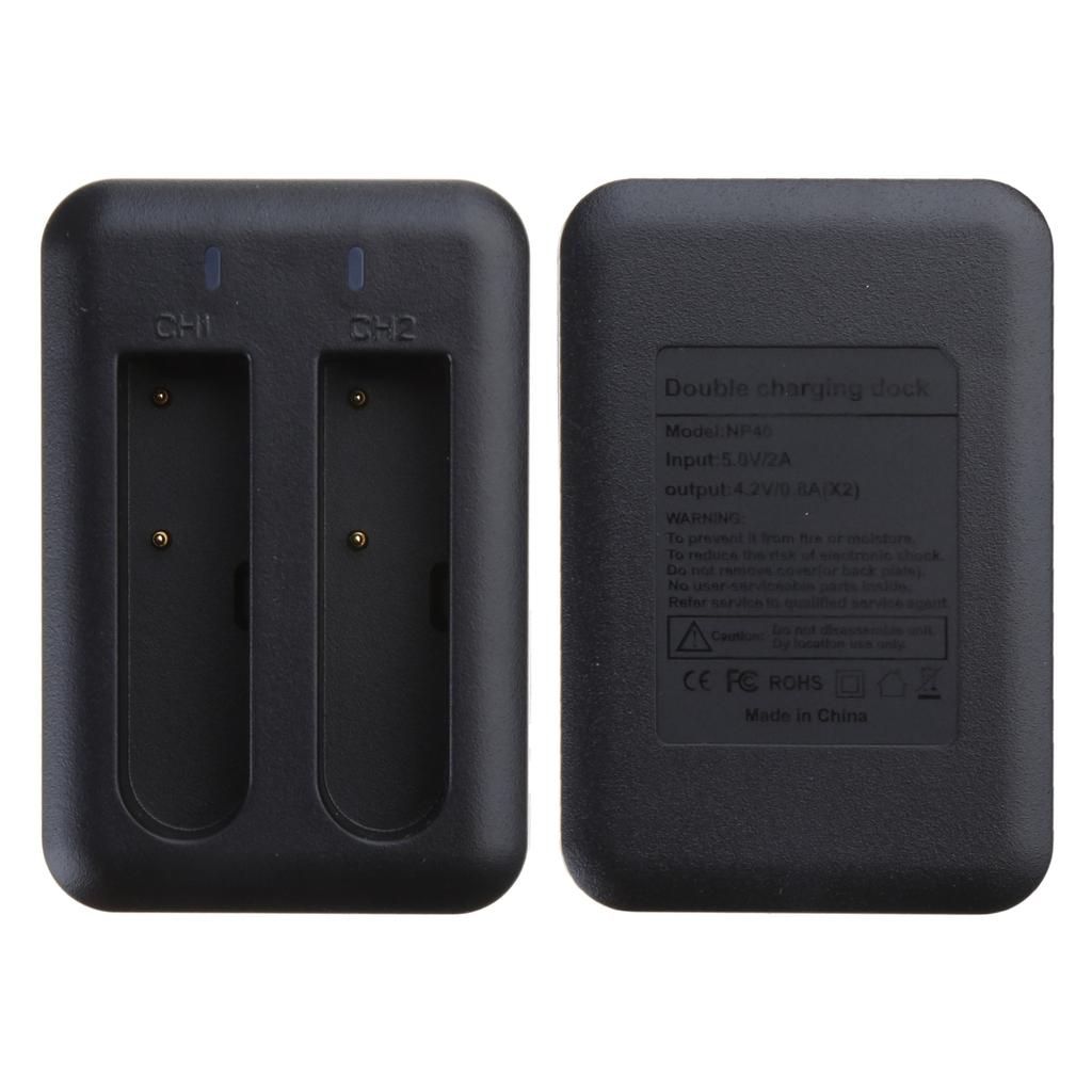 Двойное зарядное устройство Micro USB NP40 для одновременной зарядки двух аккумуляторов для аккумуляторов NP40 Зарядка 5 В 2 А