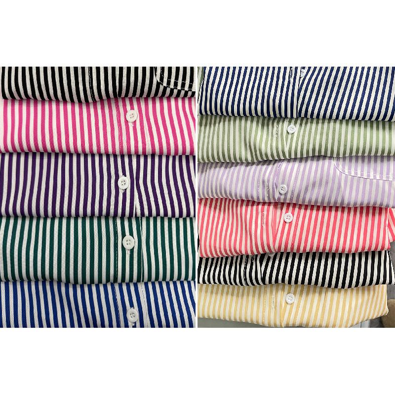 Spring new women's fashion loose striped shirt casual breathable long-sleeve top