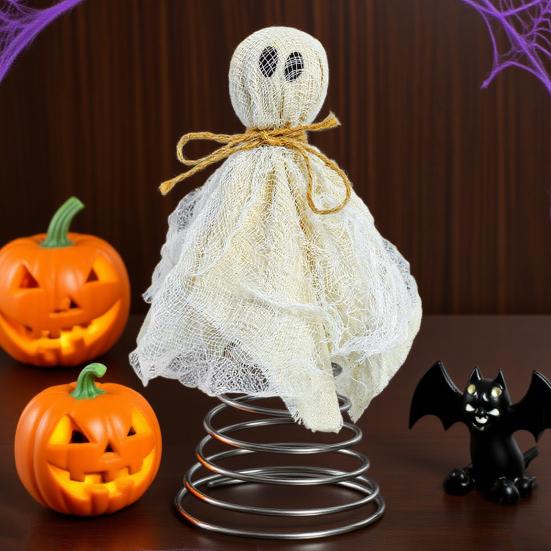 Halloween Ghost Tree Topper Spooky Small Gauze Ghost Christmas Treetop Ornaments for Halloween Party Home Decor