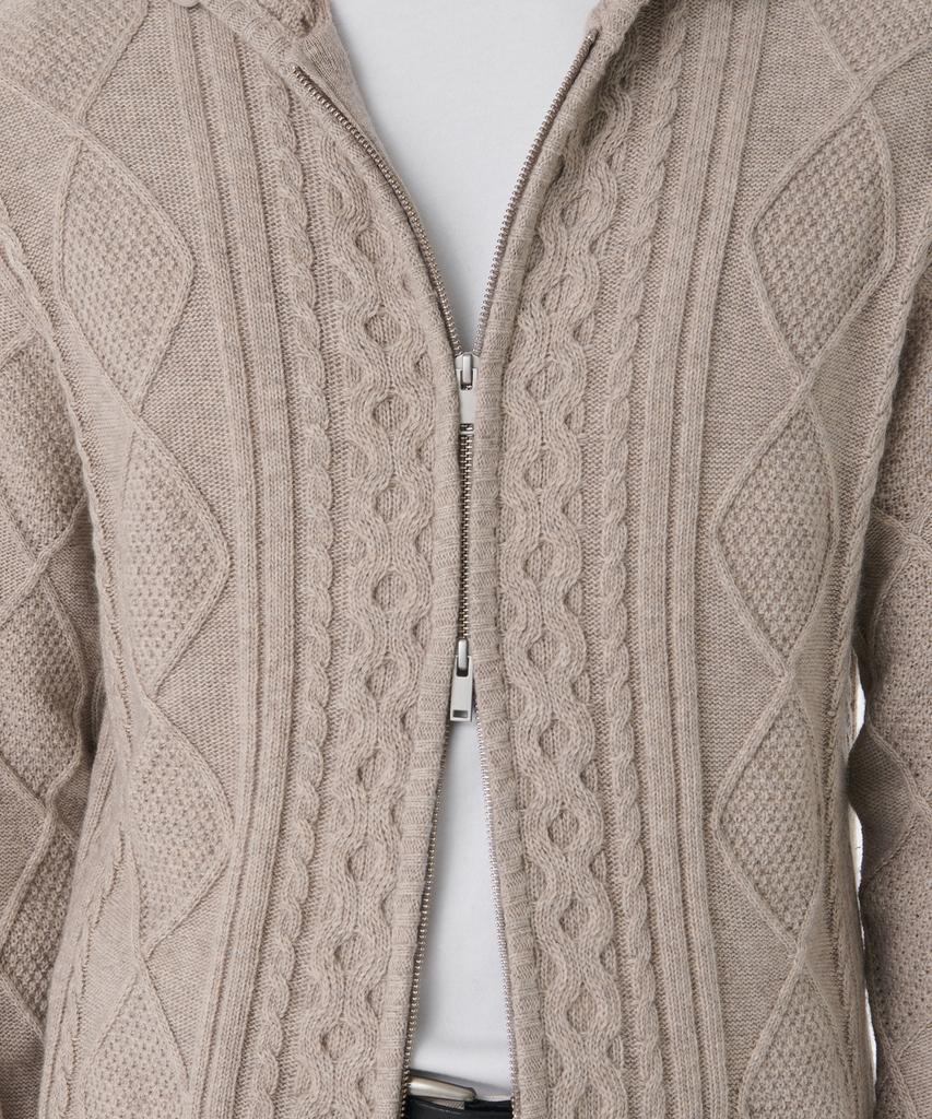 Musinsa Standard Aran Cable Knit Hooded Zip-Up [Oatmeal]