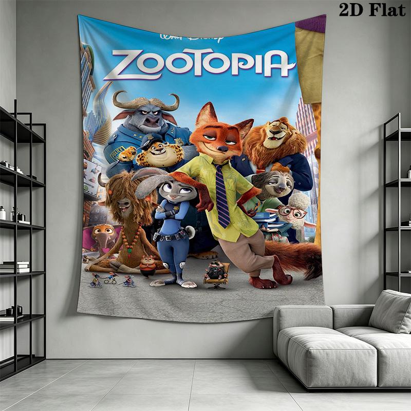 Zootopia Colorful Adventure Tapestry Background Cloth Fashion Print Wall Covering Decoration Atmospheric Background Cloth Soft