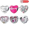 New In 100% Copper Heart Shape Charms Beads Fit Fine Original Bracelets Lucky Jewelry Women Birthday Gifts