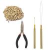Hair Extensions Tool Kit : I-Tip Hair Pliers 500 Pieces Micro Silicone Hair Beads/Rings Pulling Loop Threader Hook Needle