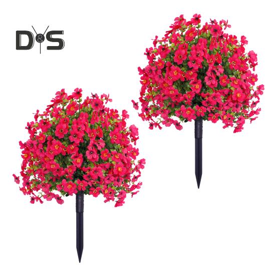 1/2Pcs Artificial Violet Flower with Stake UV Resistant Faux Plastic Flower Spike Indoor Outdoor Garden Porch Patio Wedding Party Decoration
