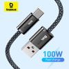 Кабель USB Baseus 100 Вт для Honor, Быстрая зарядка USB-C, Провод для Huawei Samsung Xiaomi, Тип-C USBC