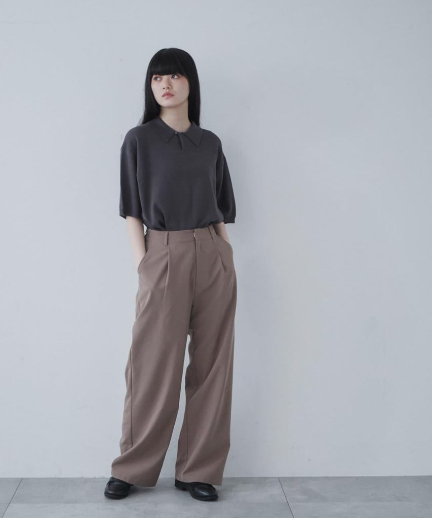 WEGO Skipper Short Summer Knit Loose Oversized Korean Size Dark Gray Men's Shirt, Sleeve, Top, T-Shirt, Clothes, Polo, Simple, Fit, Silhouette,