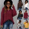 Women's Top, Thickened, Fried Dough Twists Knitted Sweater, V-neck Design, Fashionable Hooded Top, Loose Pullover Sweater