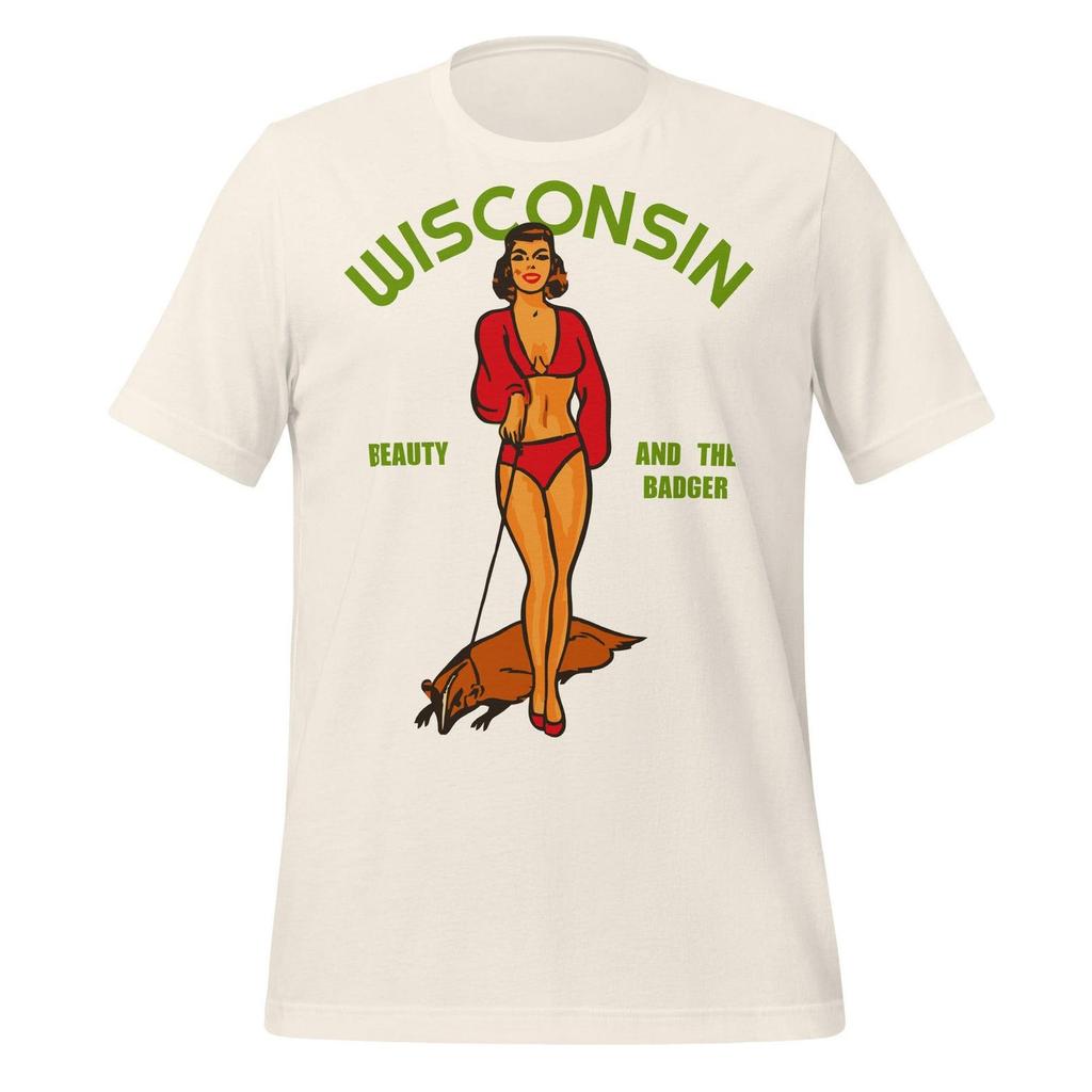 Vintage Wisconsin T-shirt Mens Kids Womens: Beauty and the Badger Design (Unisex)