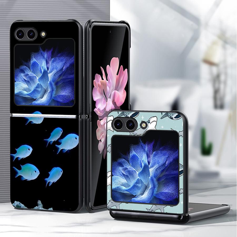 Чехол с дизайном Океан Акула Кит для Samsung Galaxy Flip5 Z Flip 7 6 5 4 3 Flip4 Flip3 Flip6 Flip7 FE Задняя крышка телефона Funda