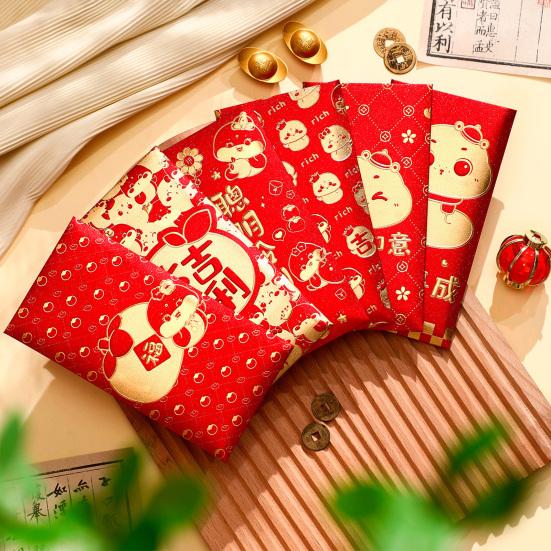 6 шт. Красных конвертов, китайский праздник весны, красный карманный конверт 2025 года Змеи, счастливые денежные конверты для лунного Нового года