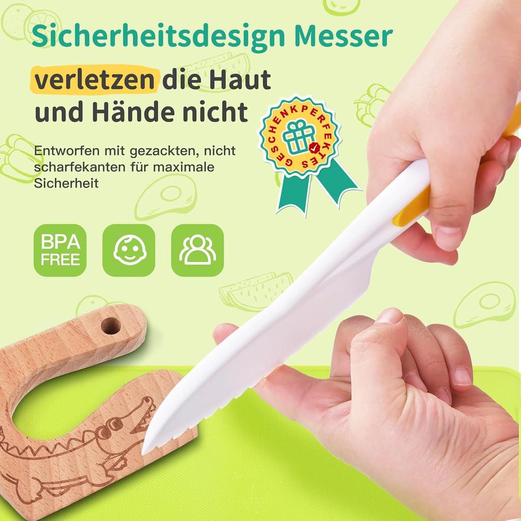 Детский нож - 17-предметный детский безопасный кухонный нож для настоящей готовки с овощными формочками для печенья, разделочной доской и т.д.. Нож для детей