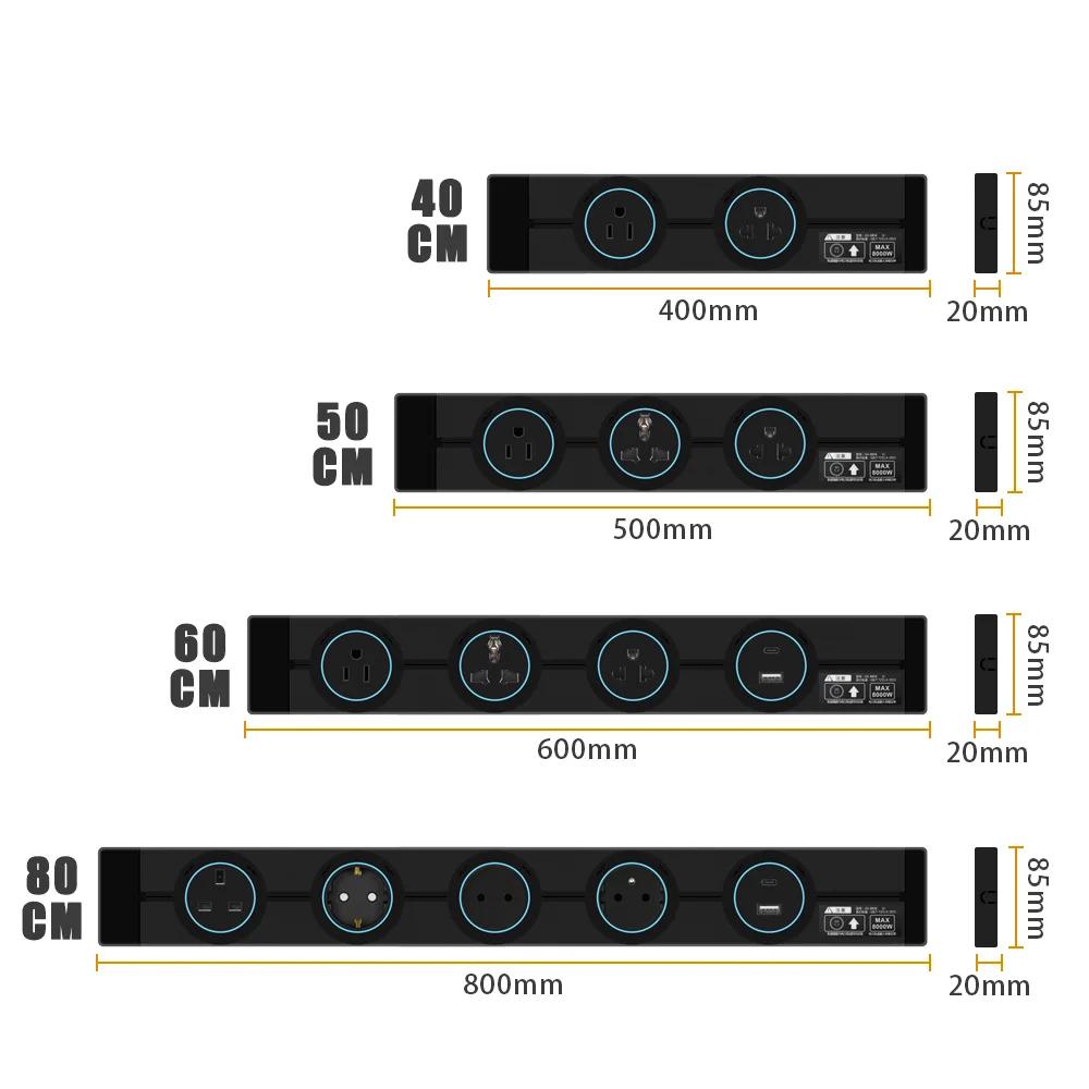 Настенная розетка с дорожкой электропитания ЕС Великобритания Франция Корея Стандарт Дом Кухня Ванная Офис Настенные электрические розетки Вилки Адаптеры Белый Черный