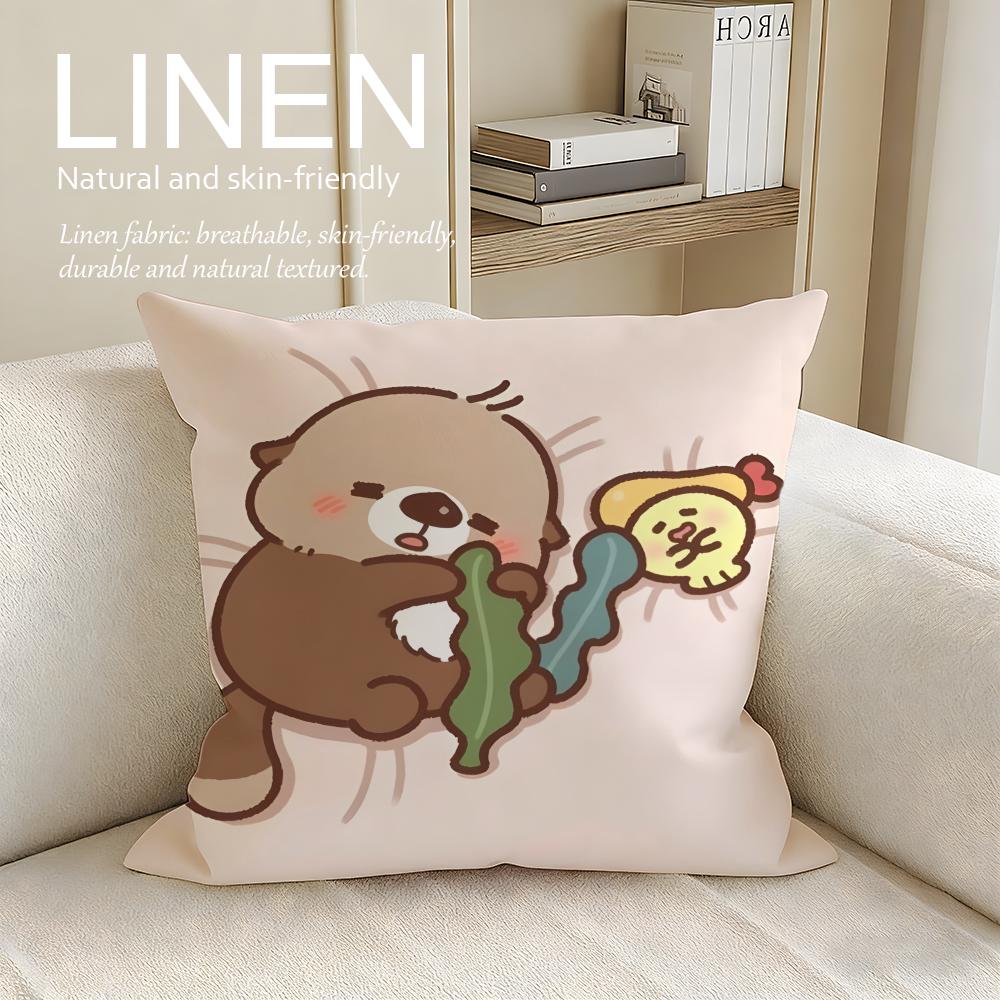 Cute Otter Moonlight Cushion Cover Pillowcase Set Pcs x x Breathable Washable Sofa Cushion Cover