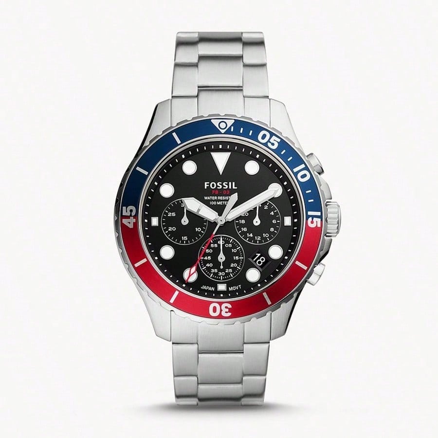 Мужские кварцевые часы: Черный циферблат, ремешок из нержавеющей стали, номера моделей FS5727, FS5767