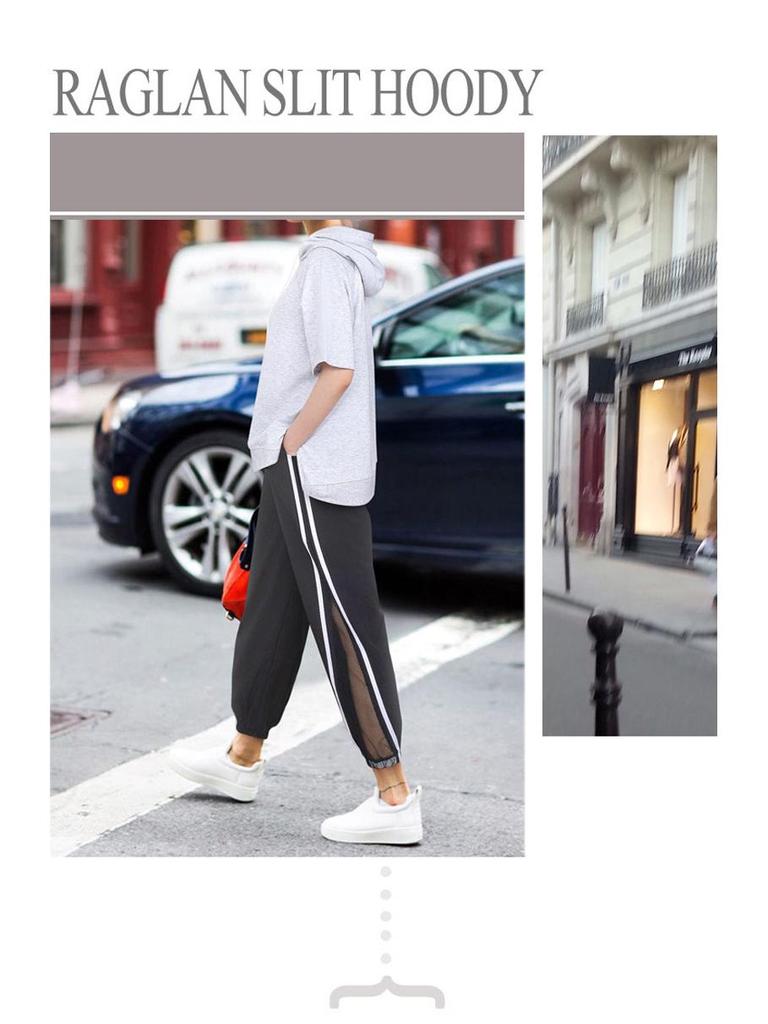 Однотонная футболка на кулиске в корейском стиле: Женская толстовка с капюшоном, с коротким рукавом, свободного кроя, летняя