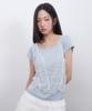 LMR Two-Way Lace Shirred Layered Short Sleeve T-Shirt Sky Blue / White
