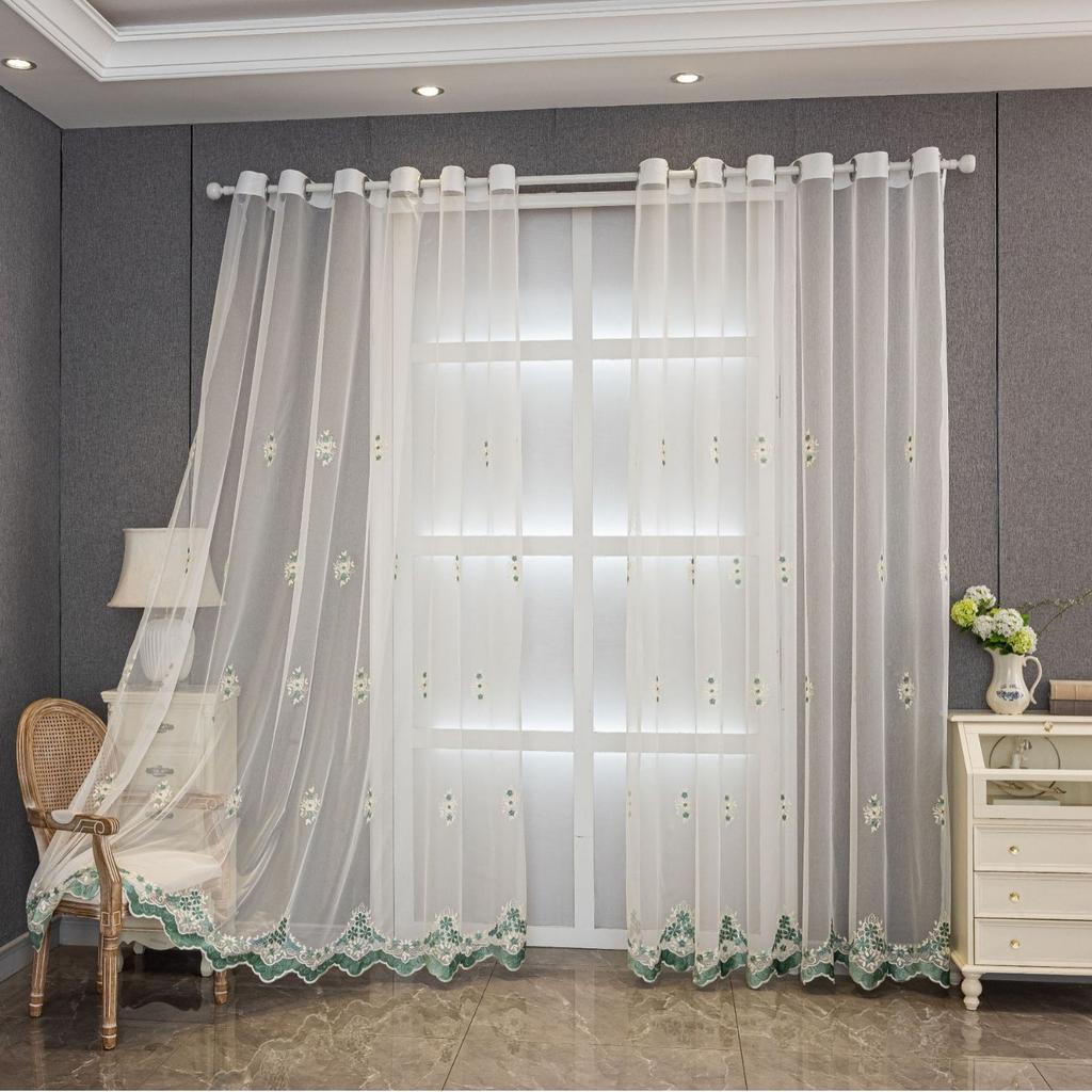 Embroidery Embroidery Hollow Transparent Curtains Pastoral Garden Bedroom Living Room Dining Room Curtains