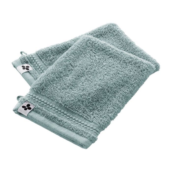 Lot de 2 gants de toilette "Garance" 15 x 21 cm / 100% Coton Bio / 600 gr/m² l'Effet Papillon - Garance Bleu Glacier - Lot de 2 Gant