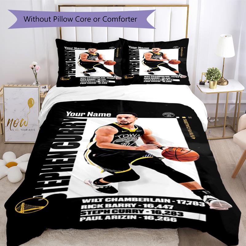 Golden State Curry Customized Name Bed Sheet Set Suitable for Bedrooms Machine Washable Bedroom Decor Perfect Gift for Friends & Family