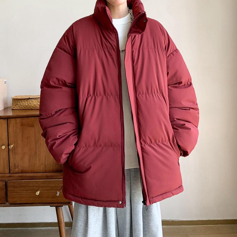 Зимняя однотонная утепленная куртка с воротником-стойкой и хлопковой подкладкой, мужская американская ретро-свободная и универсальная куртка с хлопковой подкладкой, повседневная куртка из хлеба