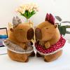 Cute Flower Dress Capybara Plush Toy Scratching Machine Activity Gift Pearl Bow Tie Card Leather Doll