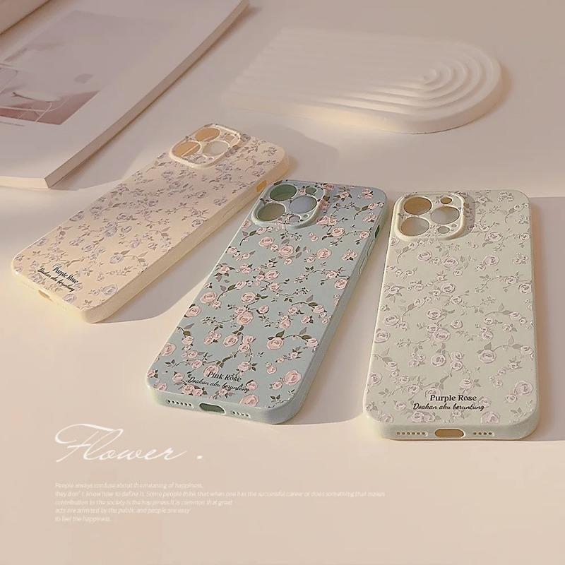 Винтажные цветочные чехлы для iPhone 17 16 Pro Max Plus 15 14 13 12 11 Милые стильные защитные чехлы с розами
