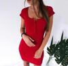Летнее платьеОсеннее женское сексуальное повседневное вязаное мини-платье-футляр женское однотонное облегающее платье с v-образным вырезом на груди и пуговицами с коротким рукавом