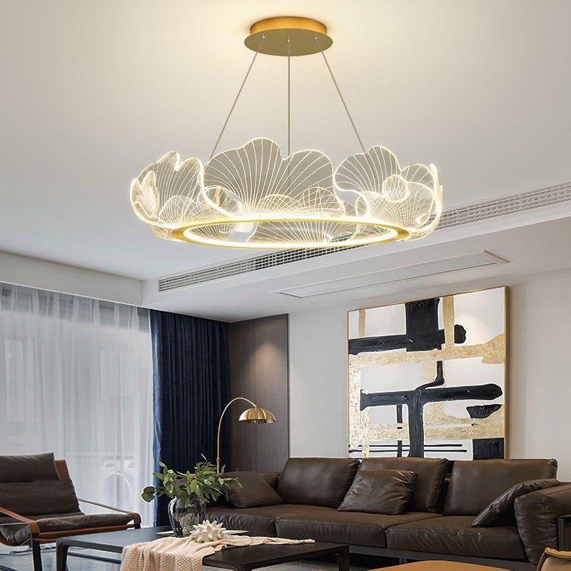 Living Room Chandelier Lighting Modern Acrylic Ginkgo Pendant Light LED Chandelier for Dinging Room Lighting Fixture