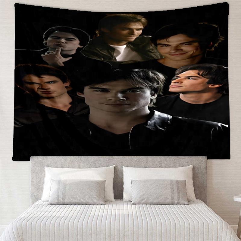Two Men In Suits Damon Tapestry, Unique Design Tapestry, Wall Decor for Bedroom,Livingroom, Playroom,Heartwarming Fan Holiday Gifts