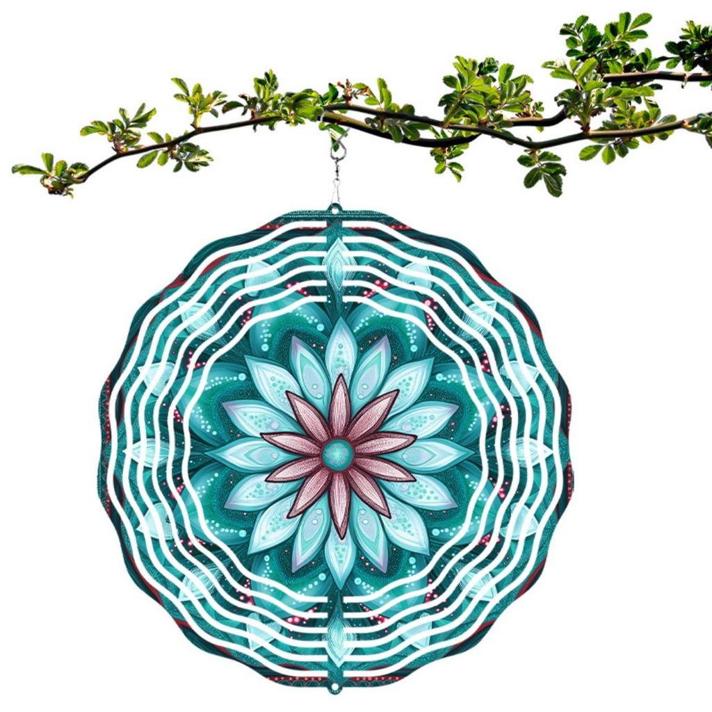 10 Inch Hanging Spinner Wind Chime with Mandala Design 360 Degree Hook for Garden Balcony Lawn Summer Decor Creative Gift Idea