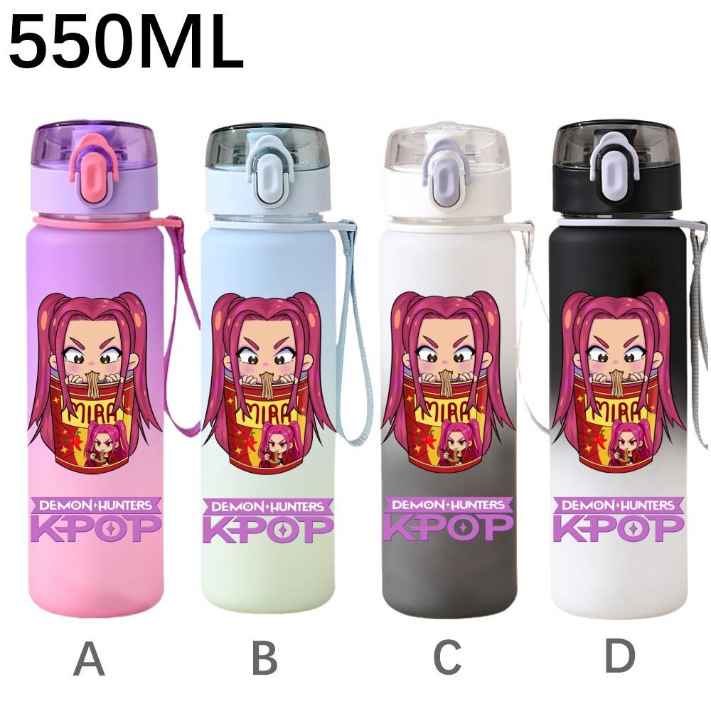550ML KPop Demon Hunters Cartoon Print Sport Water Bottle Leak Proof Water Cup Outdoor Sports Drinking Bottle Birthday Gifts