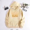 Autumn Winter European American Style Letter Print Hooded Sweatshirt with Back Wrap Collar and Plus Velvet.