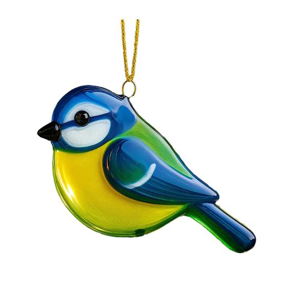 Fused Glass Birds Ornament Acrylic Hummingbird Owl Blue Jay Kingfisher Chickadee Christmas Ornament for Xmas Tree Decor