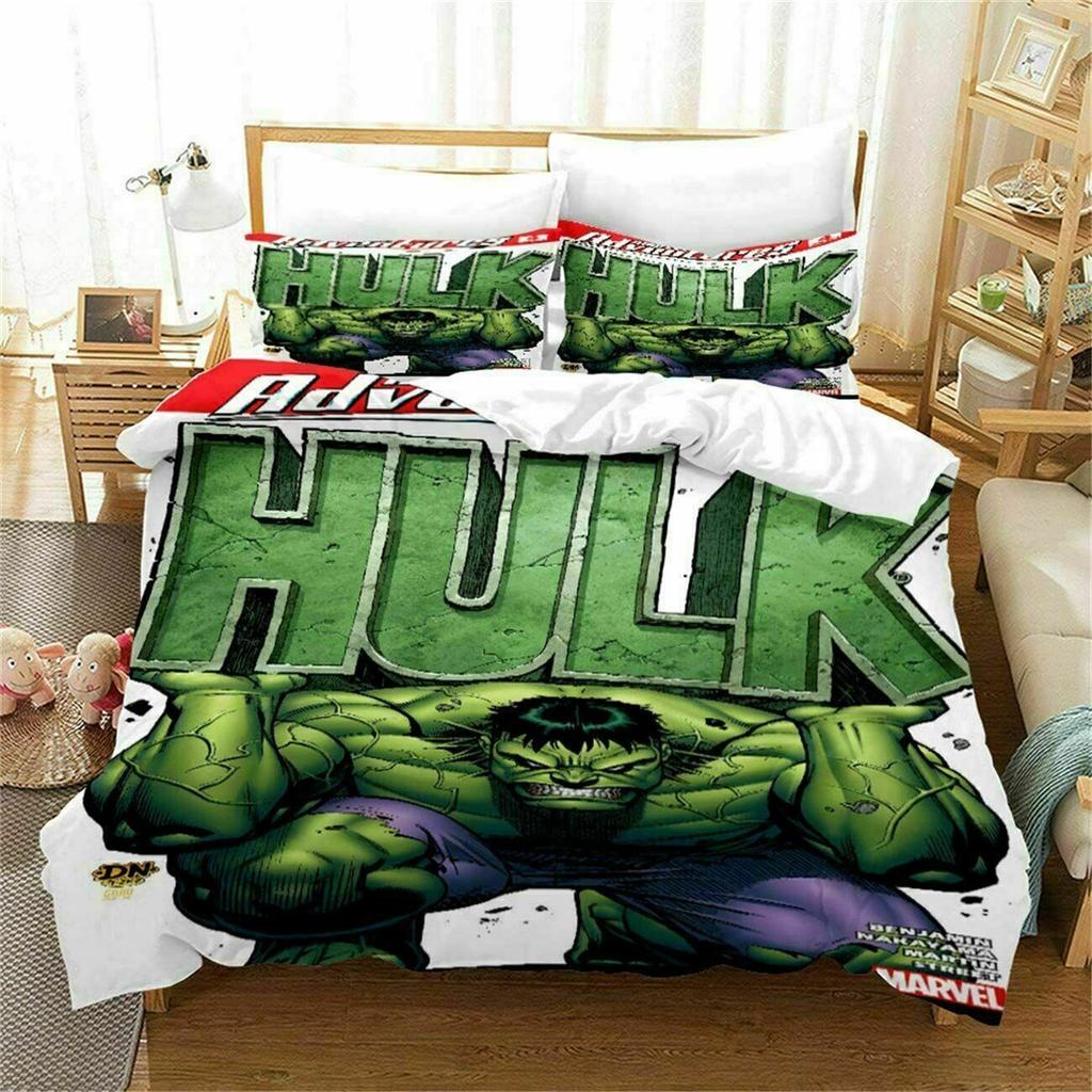 Hulk Bedding Set, Super Soft Microfiber Quilt Duvet Covers with Zipper with Pillowcases for Kids Teens Adult Aged Bedding Sets