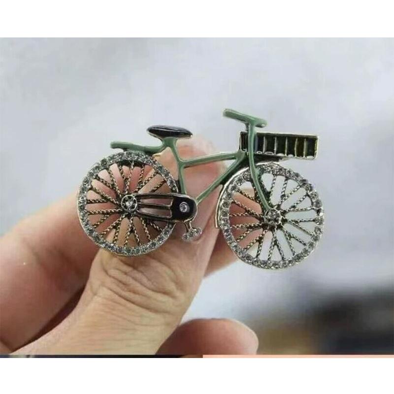 Creative Bicycle Brooch for Women Men Fashion Rhinestone Flower Basket Brooches Pins Jewelry Accessories Party Gifts 2025