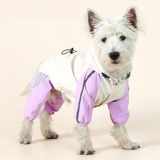 Дождевик для собак, водонепроницаемый дождевик с капюшоном, пончо с полным покрытием, светоотражающими полосками и отверстием для поводка для маленьких и средних собак