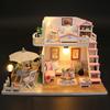 Wooden Doll House Cat Cafe Mini DIY Small House Kit Making Room Toys Home Bedroom Decoration with Furniture For Gifts Dollhouse