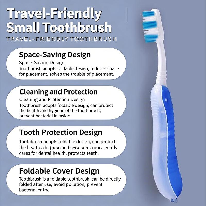 2Pcs Folding Toothbrush Set for Travel Camping Hiking Portable Compact Size Outdoor Essential