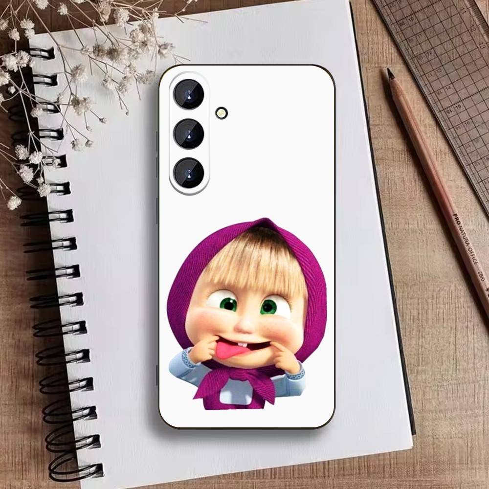 Cute Masha and the Bears Phone Case For Samsung Galaxy A73,A21s,A22,A31,A52,A53,A71,A41Soft Black Shell