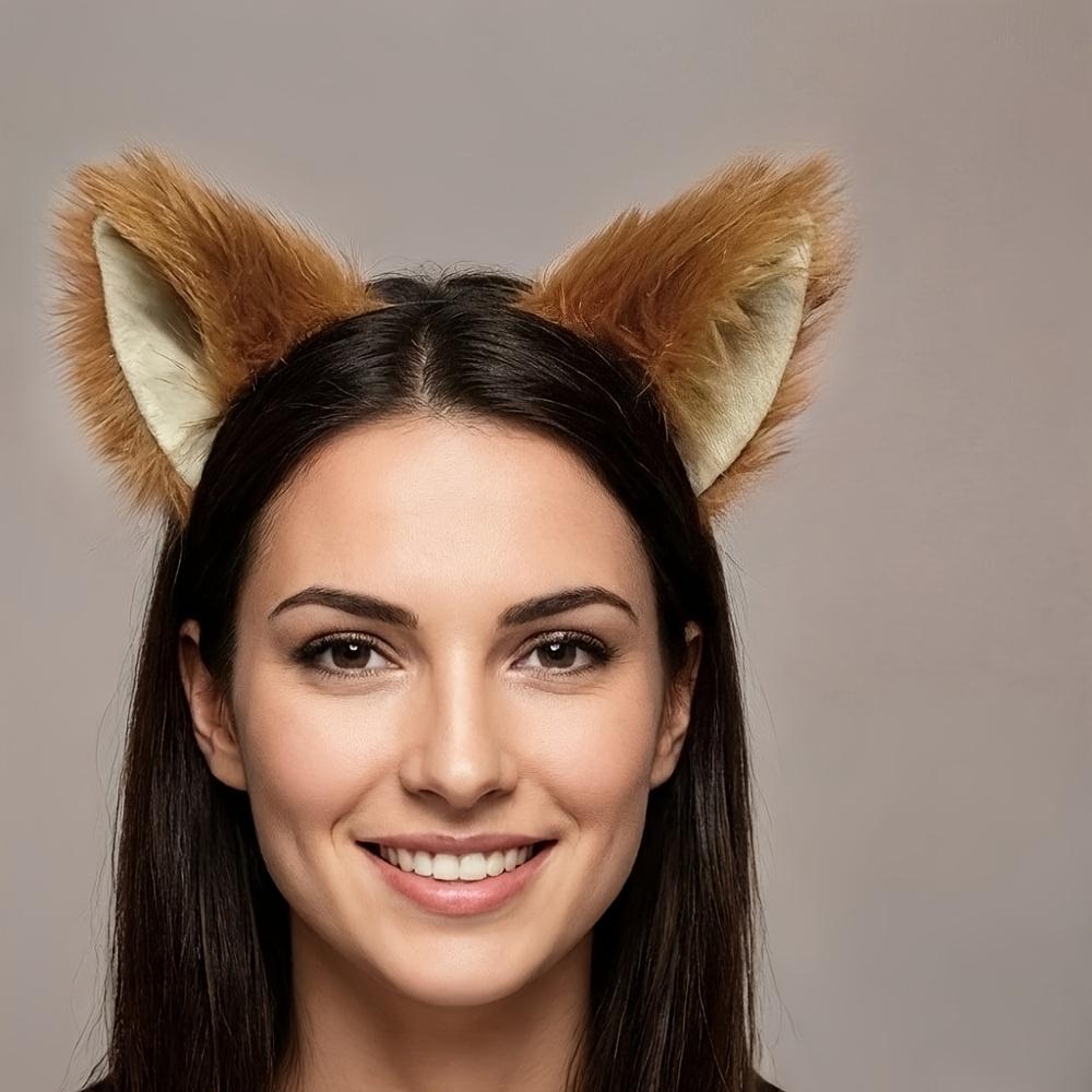 1Pc Plush Cat Ear Headband (Steampunk Cat Ear Shaped Headband), Suitable For Halloween Headwear, Cosplay Costumes, And Parties, Animal-Themed,
