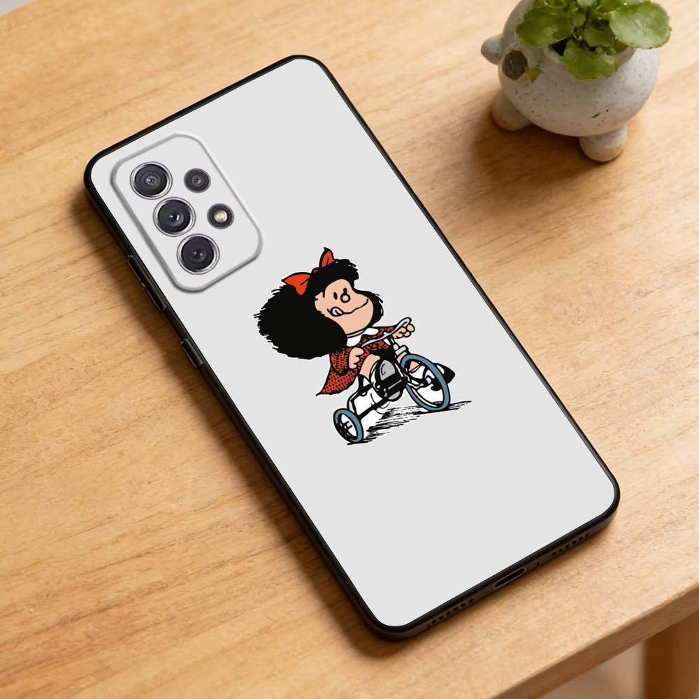 M-Mafalda World Peace Phone Case For Samsung Galaxy A73,21,22,32,71,53,52,51,80,5G Soft Black Cover