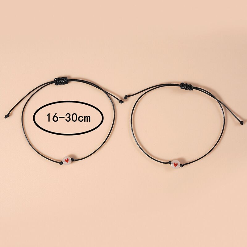 2 шт./набор парных браслетов Pinky Promise браслеты Friendship Heart Bead Регулируемая веревка День святого Валентина