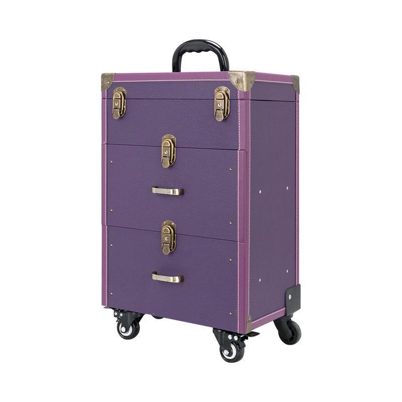 Universal Brake Wheel Trolley: Multi-Layer Large Nail & Tattoo Storage Makeup Box