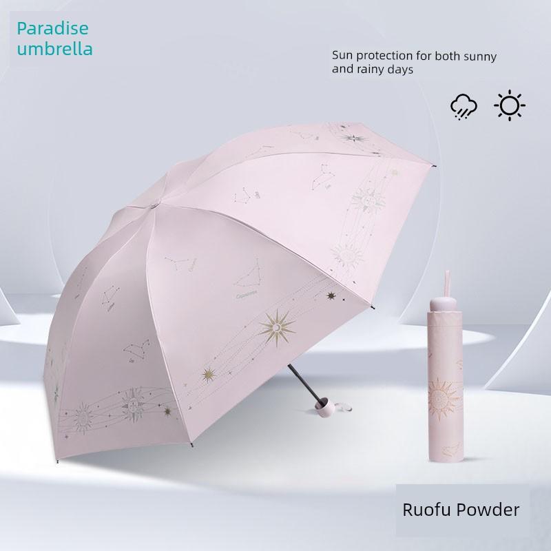Paradise Umbrella 2026 New Model, Dual-Use for Sun and Rain, Uv Protection, Lightweight Folding Manual Sun Umbrella for Women