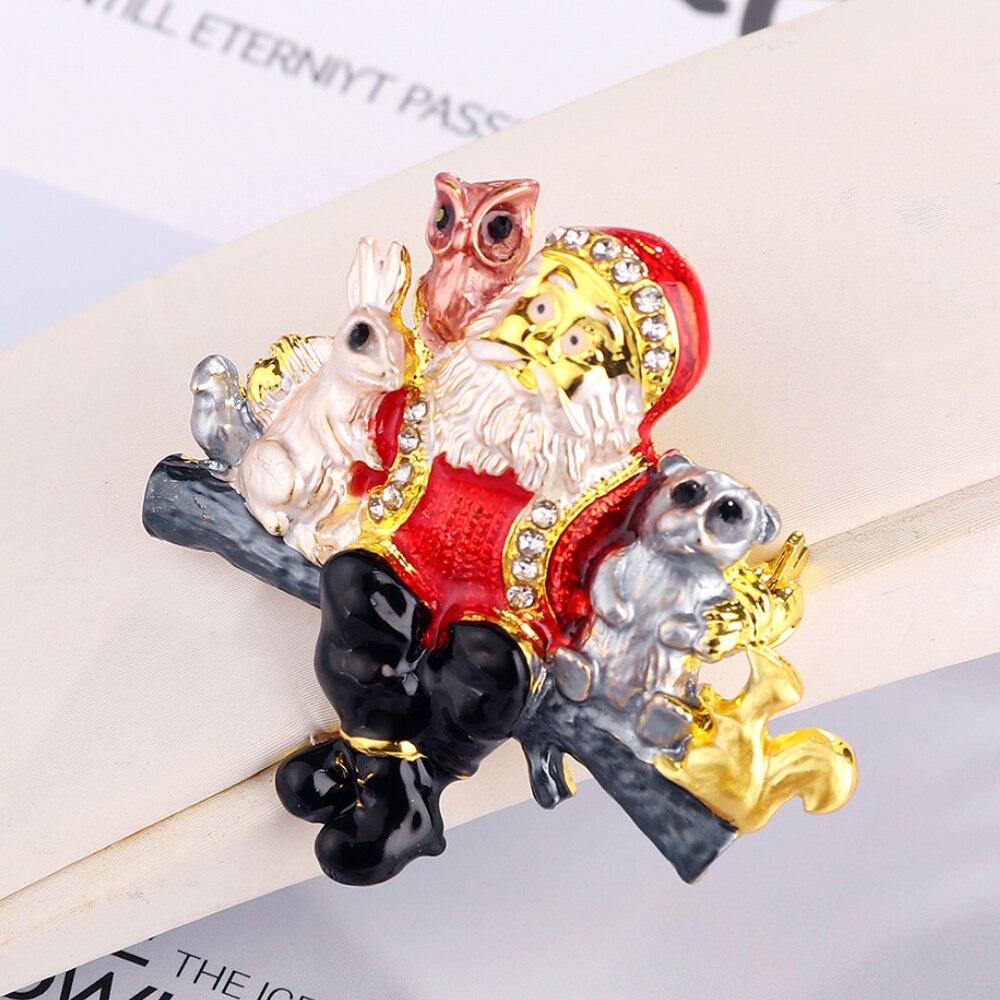 Blucome Рождественские броши с эмалью, цветное масло, милое аниме, Санта-Клаус и брошь из сплава с животными для женщин и мужчин, Рождественский подарок