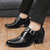 Fashion Heightening 5cm Stone Pattern British 2025 Fashion Casual Leather Shoes Men's Small High Heel Thick Heel Wedding Shoes
