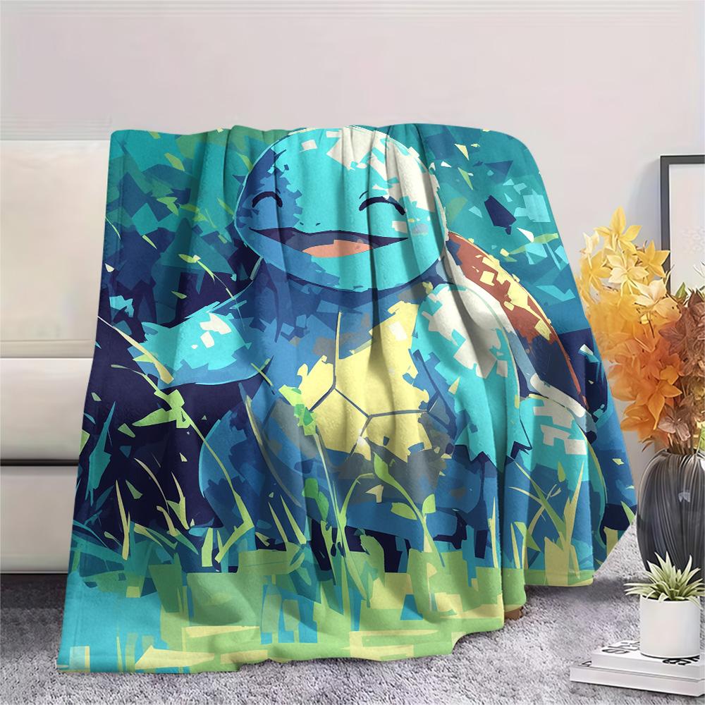 Squirtle  Print Flannel Blanket, High quality Comfortable for All Seasons, Home Decor, Warmth and Comfort