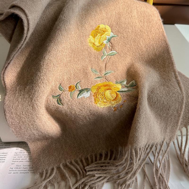 100% Wool Winter Scarf For Women Long Warm Cashmere Scarves Hijab Solid Lady Shawl Wrap Female Pashmina Bandana Head Scarfs New